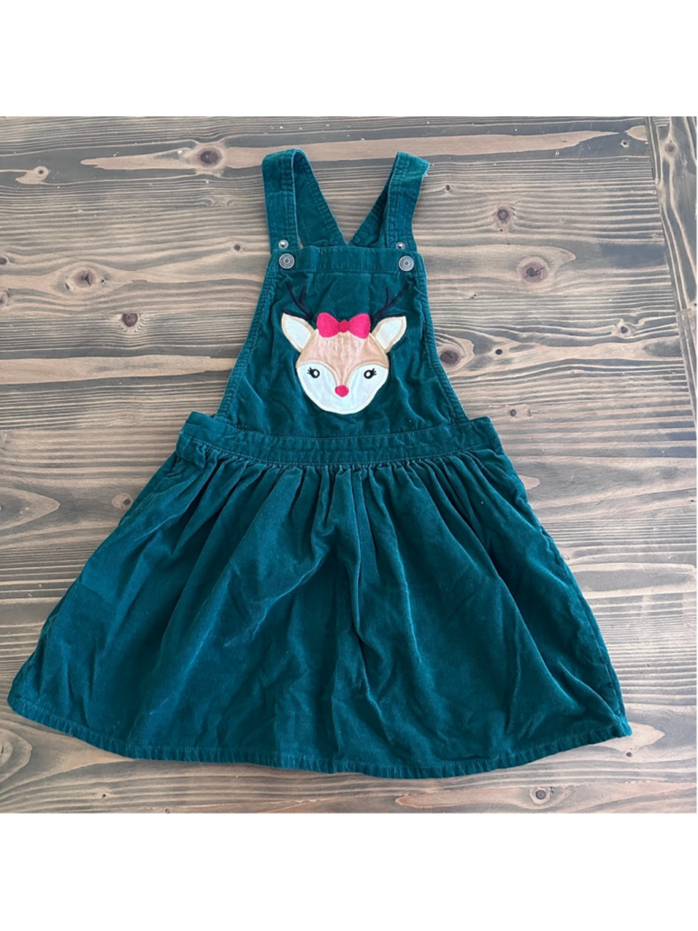 Gymboree Reindeer Dress Girls 6 Green Corduroy Christmas